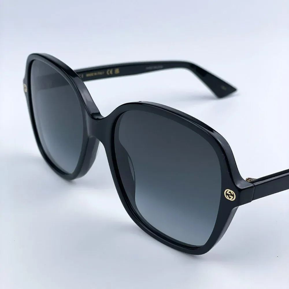 NEW Gucci GG0092S 001 Black Grey Gradient Oval Women Sunglasses